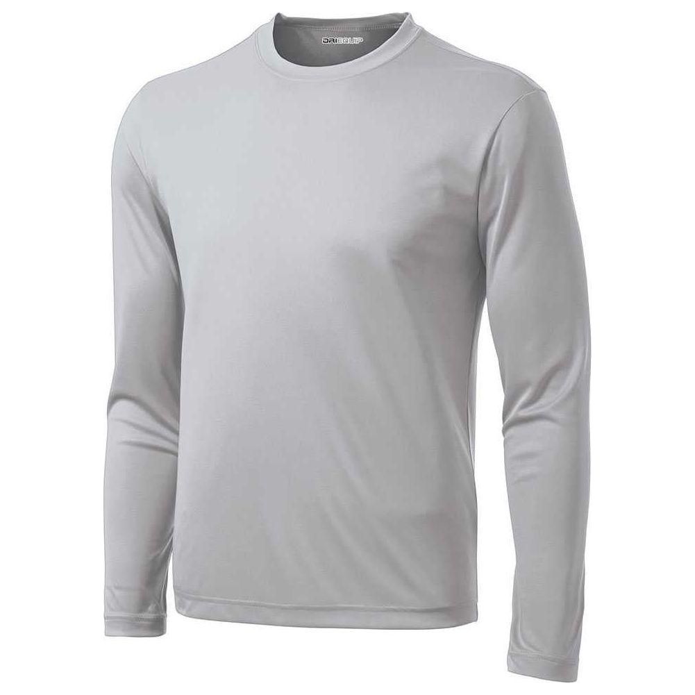 DRIEQUIP Men's Moisture Wicking Long Sleeve Tee Shirts TALL Sizes-Silver Activewear DRI-EQUIP Silver Large Tall