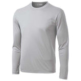 DRIEQUIP Men's Moisture Wicking Long Sleeve Tee Shirts TALL Sizes-Silver Activewear DRI-EQUIP Silver Large Tall