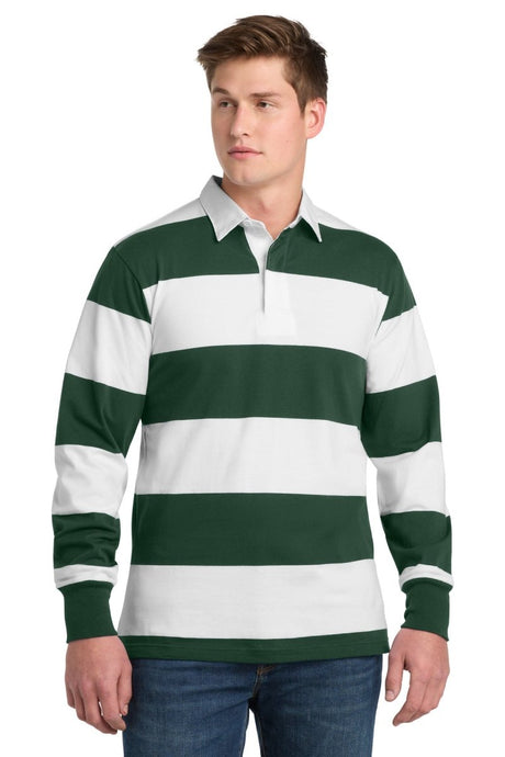Sport - Tek ® Classic Long Sleeve Rugby Polo. ST301 - Sport - Tek ST301 Forest Green/ White XS Polos/Knits