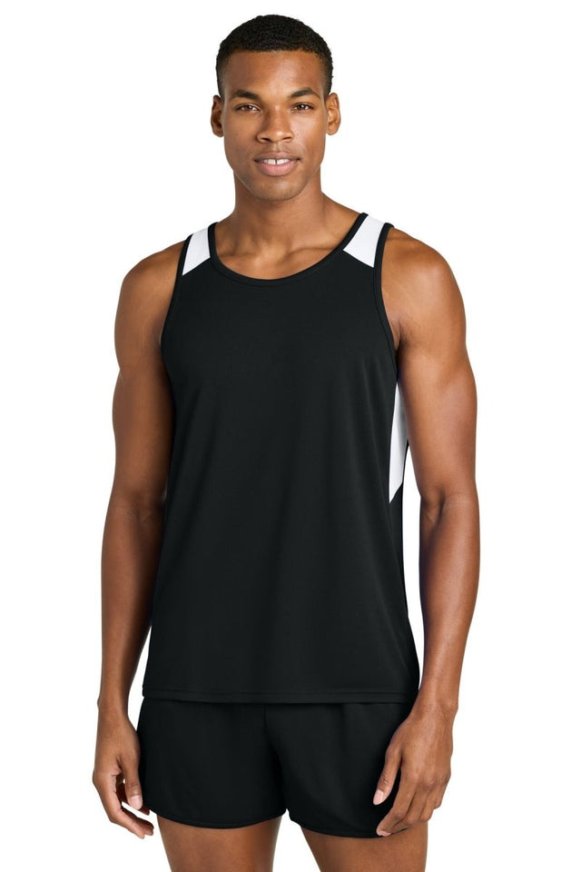 Sport - Tek ® Club Track Tank ST446 Black/ White XS Tank Tops