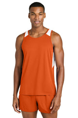 Sport - Tek ® Club Track Tank ST446 Deep Orange/ White XS Tank Tops