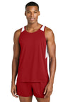 Sport - Tek ® Club Track Tank ST446 Deep Red/ White XS Tank Tops