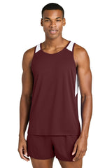 Sport - Tek ® Club Track Tank ST446 Maroon/ White XS Tank Tops