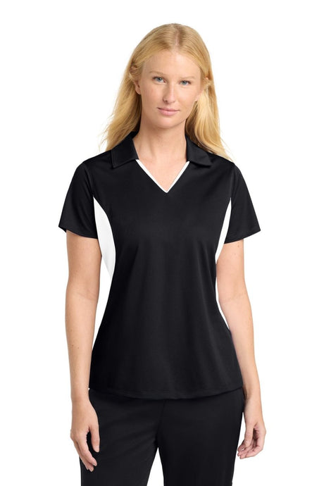 Sport - Tek LST655 Women's Side Blocked Micropique Sport - Wick Polo Black/ White XS Polos/Knits