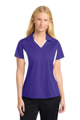 Sport - Tek LST655 Women's Side Blocked Micropique Sport - Wick Polo Purple/ White XS Polos/Knits