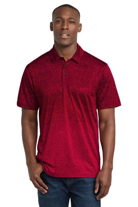 Sport - Tek ® Ombre Heather Polo. ST671 - Sport - Tek ST671 Deep Red/ Black XS Polos/Knits