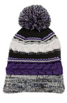 Sport - Tek ® Pom Pom Team Beanie. STC21 - Sport - Tek STC21 Purple/ Black/ White OSFA Beanies
