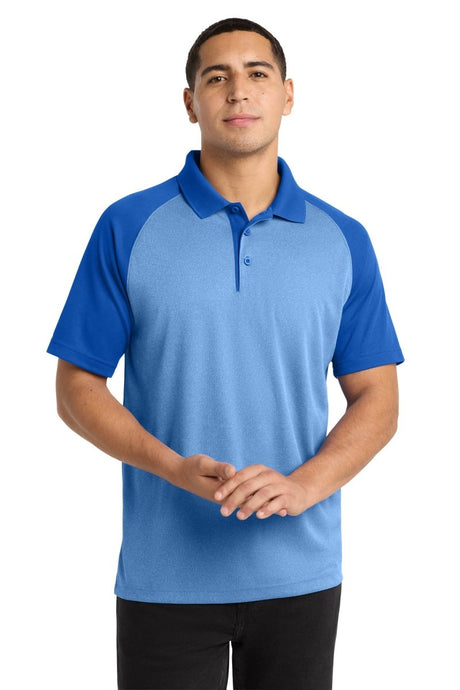 Sport - Tek ® PosiCharge ® RacerMesh ® Raglan Heather Block Polo. ST641 - Sport - Tek ST641 True Royal Heather/ True Royal XS Polos/Knits