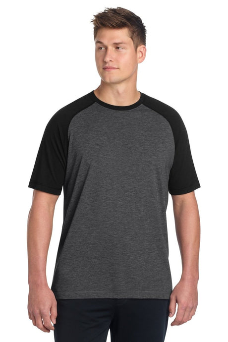 Sport - Tek ® PosiCharge ® Tri - Blend Wicking Raglan Tee. ST400 - Sport - Tek ST400 Black Triad Solid/ Dark Grey Heather XS Tri - Blend T-Shirts