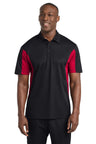 Sport - Tek ST655 Side Blocked Micropique Sport - Wick Polo Black/ Deep Red XS Polos/Knits