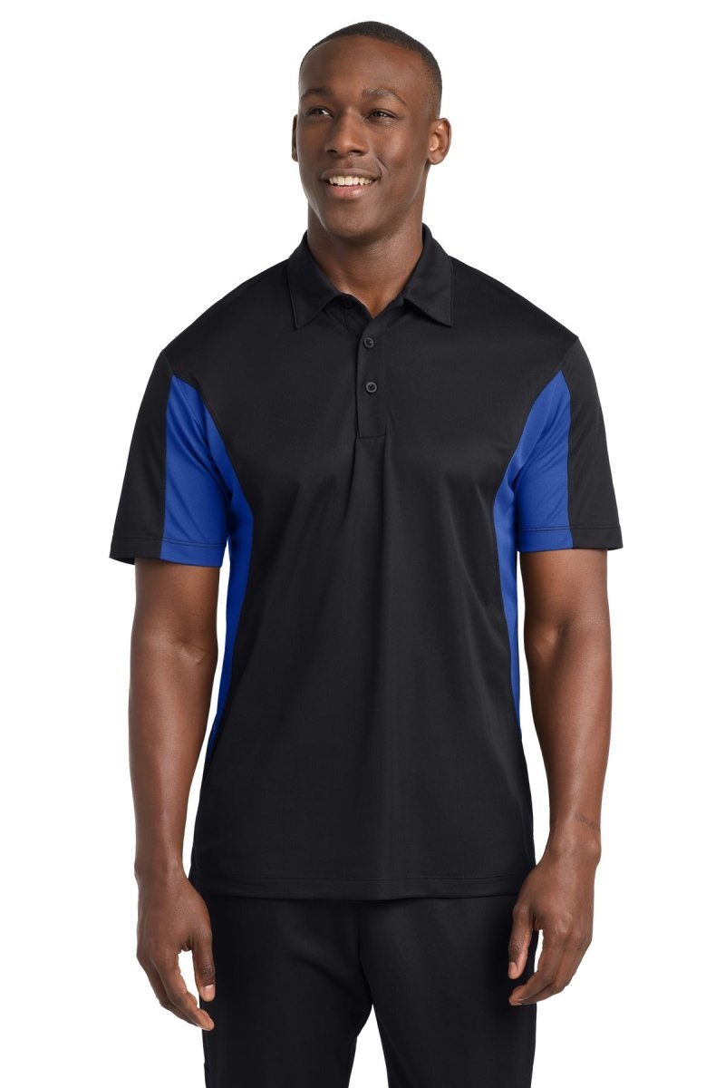 Sport - Tek ST655 Side Blocked Micropique Sport - Wick Polo Black/ True Royal XS Polos/Knits