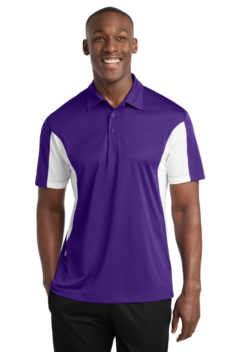 Sport - Tek ST655 Side Blocked Micropique Sport - Wick Polo Purple/ White XS Polos/Knits