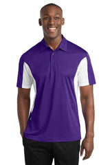 Sport - Tek ST655 Side Blocked Micropique Sport - Wick Polo Purple/ White XS Polos/Knits