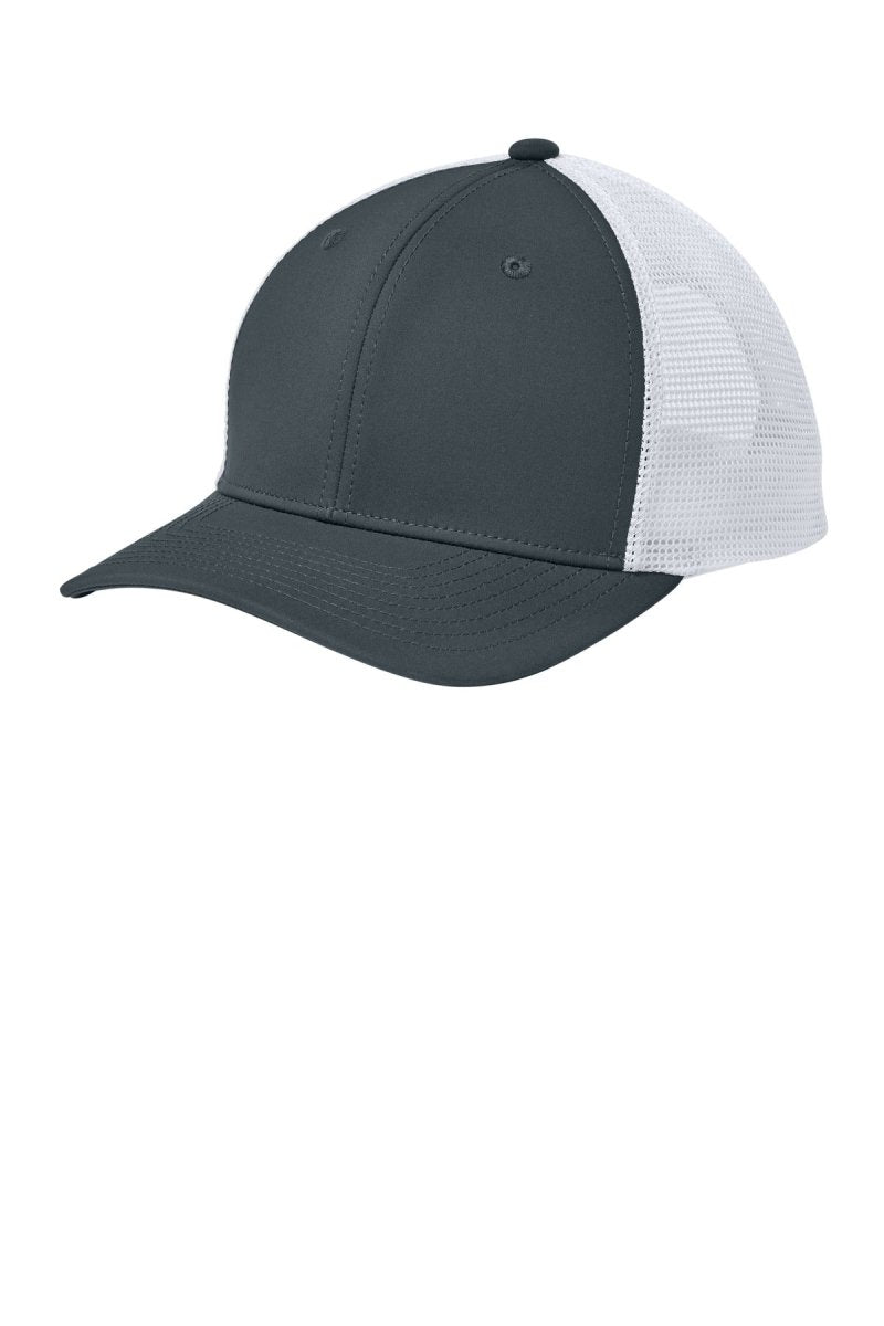 Sport - Tek STC46 Club Trucker Cap | Wholesale Moisture - Wicking Snapback Hats Iron Grey/ White OSFA Hats