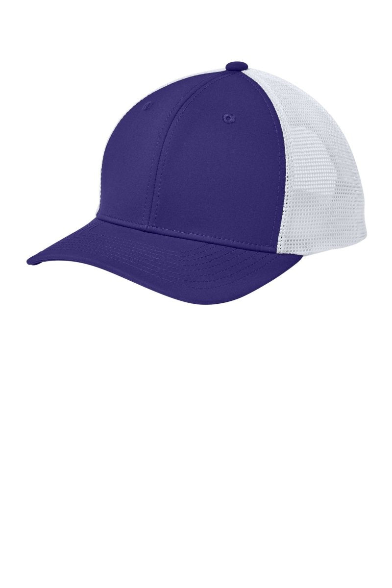 Sport - Tek STC46 Club Trucker Cap | Wholesale Moisture - Wicking Snapback Hats Purple/ White OSFA Hats