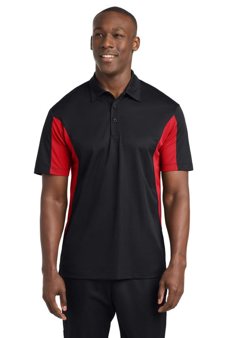 Sport - Tek ® Tall Side Blocked Micropique Sport - Wick ® Polo. TST655 - Sport - Tek TST655 Black/ True Red LT Polos/Knits