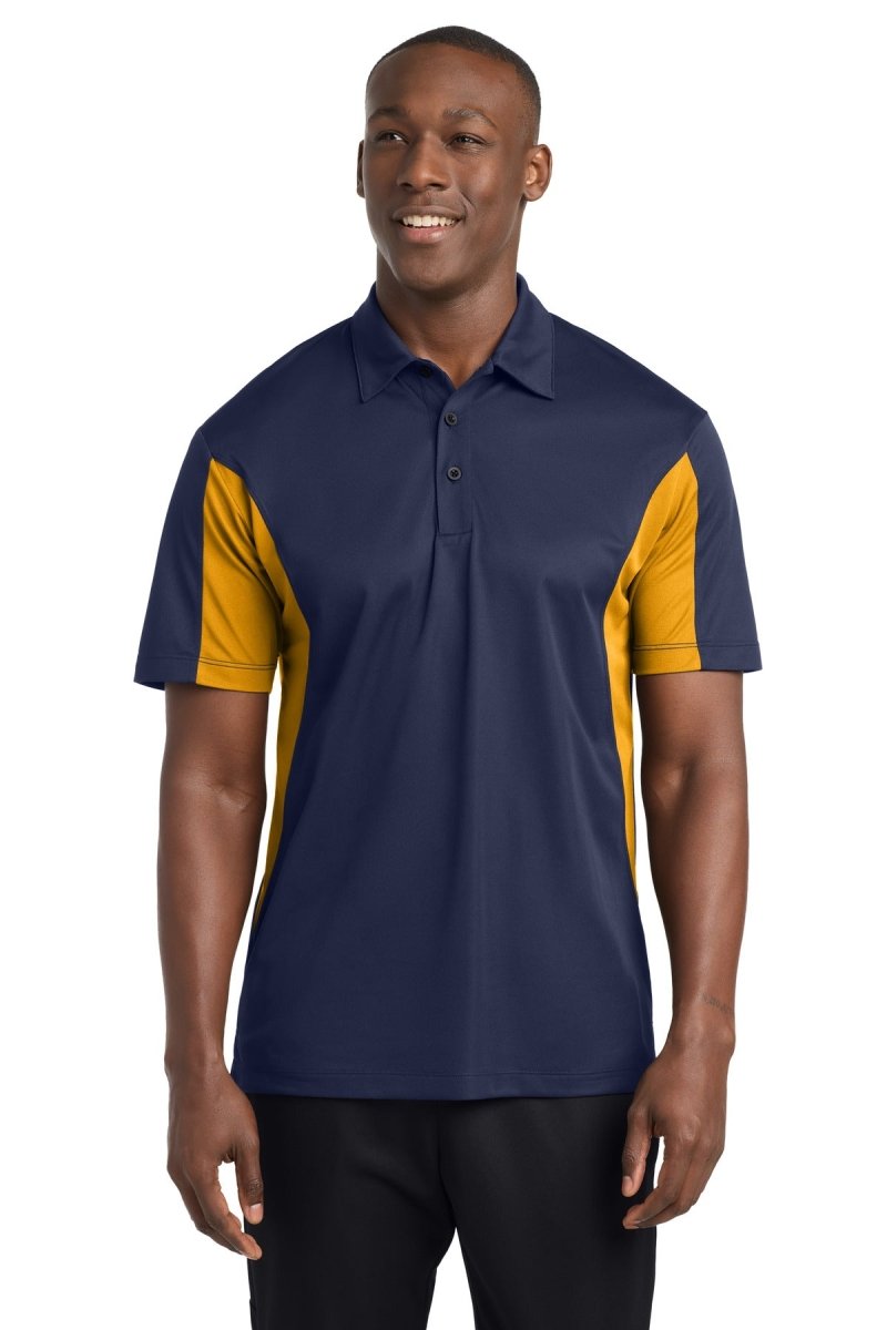 Sport - Tek ® Tall Side Blocked Micropique Sport - Wick ® Polo. TST655 - Sport - Tek TST655 True Navy/ Gold LT Polos/Knits