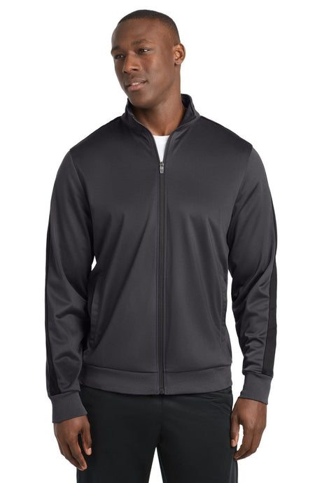 Sport - Tek ® Tricot Sleeve Stripe Track Jacket. JST94 - Sport - Tek JST94 Graphite/ Black XS Jackets