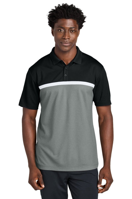 Sport - Tek ® UV Micropique Colorblock Polo ST741 - Sport - Tek ST741 Black/ Grey Concrete Heather/ White XS Polos/Knits