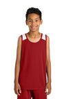 Sport - Tek ® Youth Club Track Tank YST446 Deep Red/ White XS Tank Tops