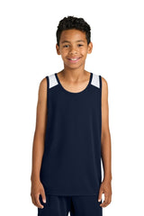 Sport - Tek ® Youth Club Track Tank YST446 True Navy/ White XS Tank Tops