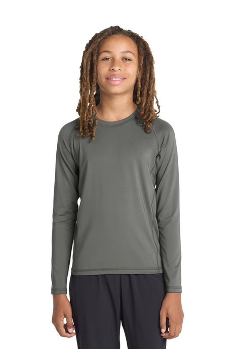 Sport - Tek ® Youth Long Sleeve Rashguard Tee. YST470LS - Sport - Tek YST470LS Dark Smoke Grey XS Catcher’s Gear