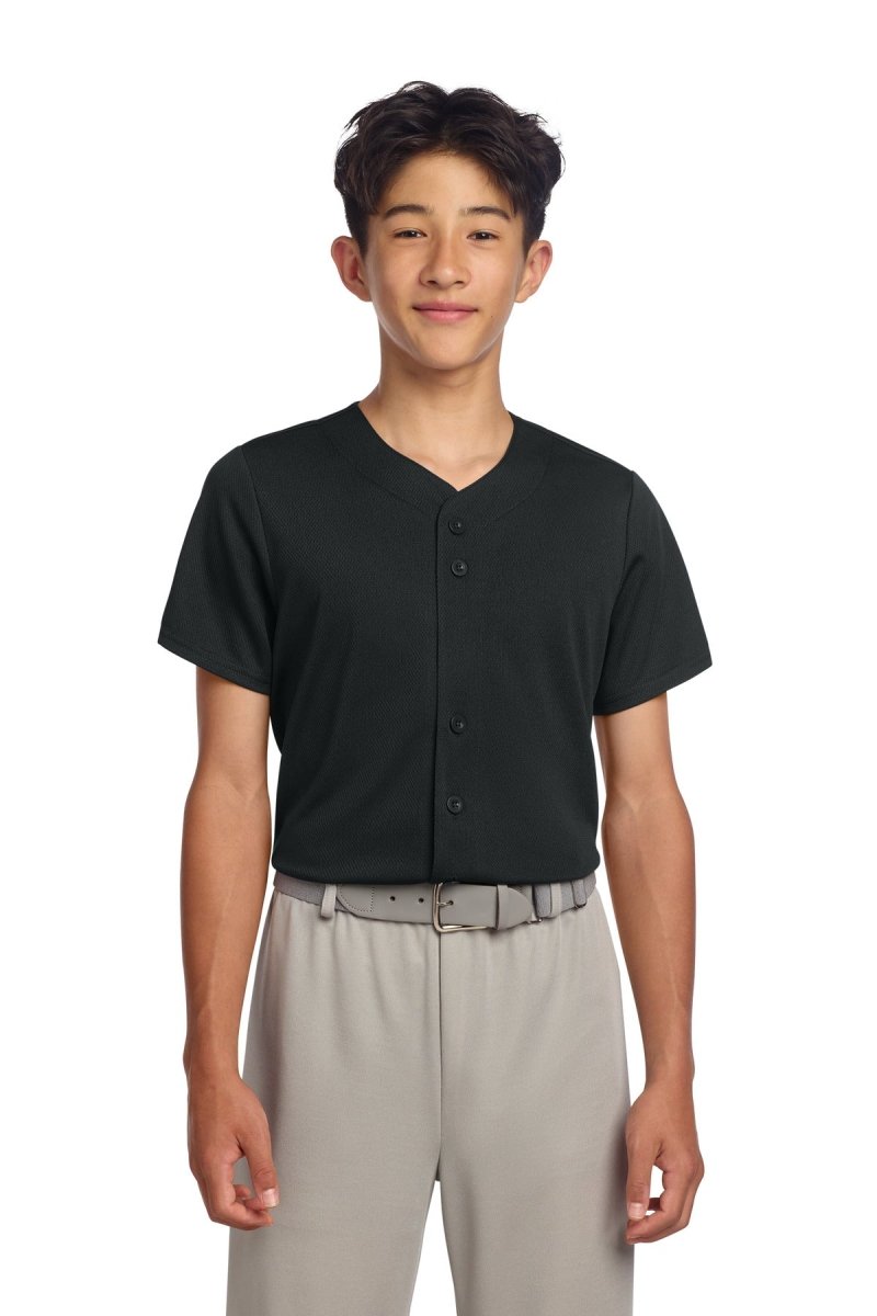 Sport - Tek ® Youth PosiCharge ® Tough Mesh Full - Button Jersey YST220 - Sport - Tek YST220 Black XS T-Shirts