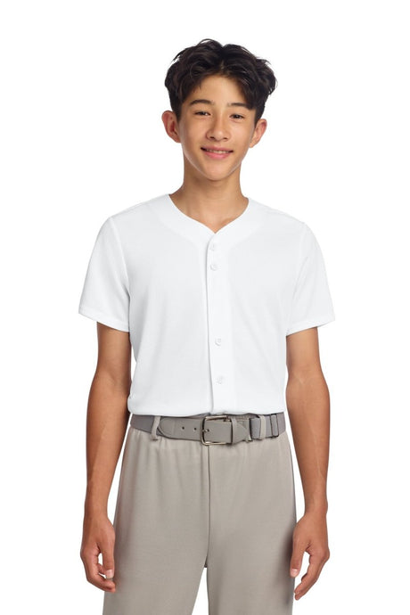 Sport - Tek ® Youth PosiCharge ® Tough Mesh Full - Button Jersey YST220 - Sport - Tek YST220 White XS T-Shirts