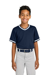 Sport - Tek ® Youth Tough Mesh V - Neck Baseball Jersey YST221 - Sport - Tek YST221 True Navy XS Jerseys