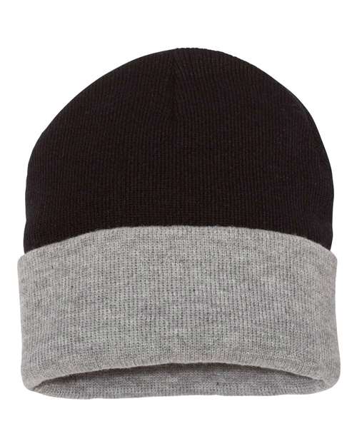 Sportsman 12" Color Blocked Cuffed Beanie - Sportsman SP12T Black/ Heather One Size Beanies