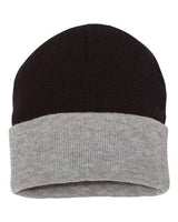 Sportsman 12" Color Blocked Cuffed Beanie - Sportsman SP12T Black/ Heather One Size Beanies