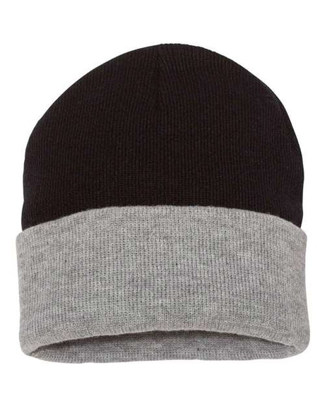 Sportsman 12" Color Blocked Cuffed Beanie - Sportsman SP12T Black/ Heather One Size Beanies