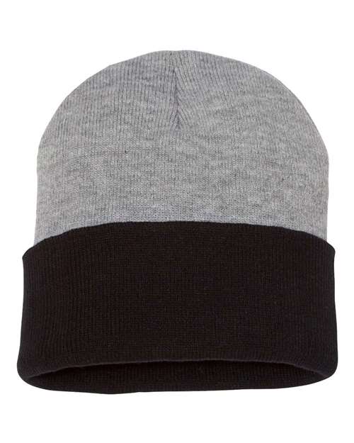 Sportsman 12" Color Blocked Cuffed Beanie - Sportsman SP12T Heather/ Black One Size Beanies