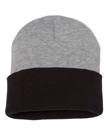 Sportsman 12" Color Blocked Cuffed Beanie - Sportsman SP12T Heather/ Black One Size Beanies