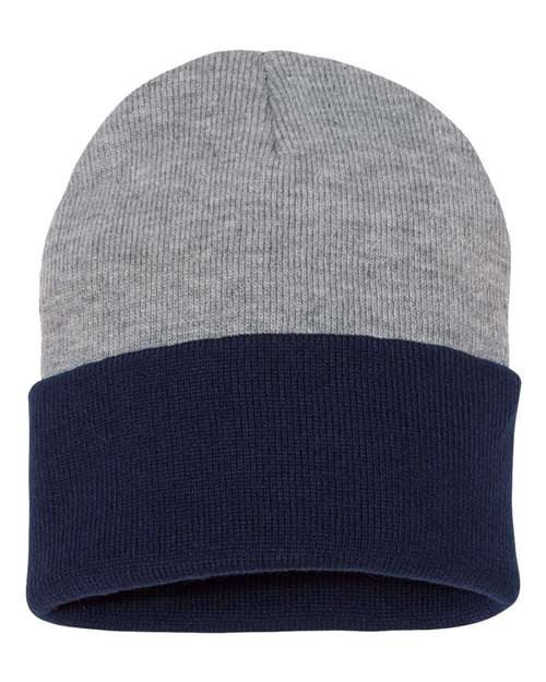 Sportsman 12" Color Blocked Cuffed Beanie - Sportsman SP12T Heather/ Navy One Size Beanies