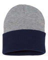 Sportsman 12" Color Blocked Cuffed Beanie - Sportsman SP12T Heather/ Navy One Size Beanies