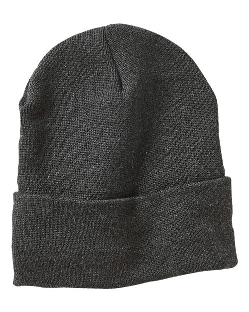 Sportsman 12" Jersey Lined Cuffed Beanie - Sportsman SP12JL Heather Charcoal One Size Beanies
