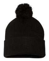 Sportsman 12" Pom - Pom Cuffed Beanie - Sportsman SP15 Black One Size Beanies