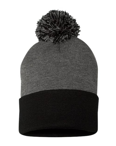 Sportsman 12" Pom - Pom Cuffed Beanie - Sportsman SP15 Black One Size Beanies