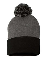 Sportsman 12" Pom - Pom Cuffed Beanie - Sportsman SP15 Dark Heather Grey/ Black One Size Beanies