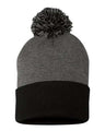 Sportsman 12" Pom - Pom Cuffed Beanie - Sportsman SP15 Dark Heather Grey/ Black One Size Beanies