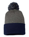 Sportsman 12" Pom - Pom Cuffed Beanie - Sportsman SP15 Dark Heather Grey/ Navy One Size Beanies