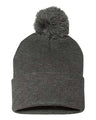 Sportsman 12" Pom - Pom Cuffed Beanie - Sportsman SP15 Dark Heather Grey One Size Beanies