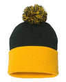 Sportsman 12" Pom - Pom Cuffed Beanie - Sportsman SP15 Forest/ Gold One Size Beanies