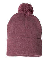 Sportsman 12" Pom - Pom Cuffed Beanie - Sportsman SP15 Heather Cardinal One Size Beanies