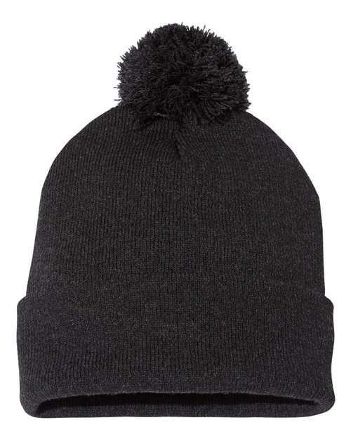 Sportsman 12" Pom - Pom Cuffed Beanie - Sportsman SP15 Heather Charcoal One Size Beanies