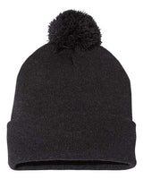 Sportsman 12" Pom - Pom Cuffed Beanie - Sportsman SP15 Heather Charcoal One Size Beanies