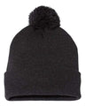 Sportsman 12" Pom - Pom Cuffed Beanie - Sportsman SP15 Heather Charcoal One Size Beanies