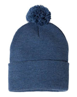 Sportsman 12" Pom - Pom Cuffed Beanie - Sportsman SP15 Heather Dark Royal One Size Beanies