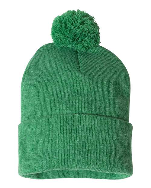 Sportsman 12" Pom - Pom Cuffed Beanie - Sportsman SP15 Heather Kelly One Size Beanies